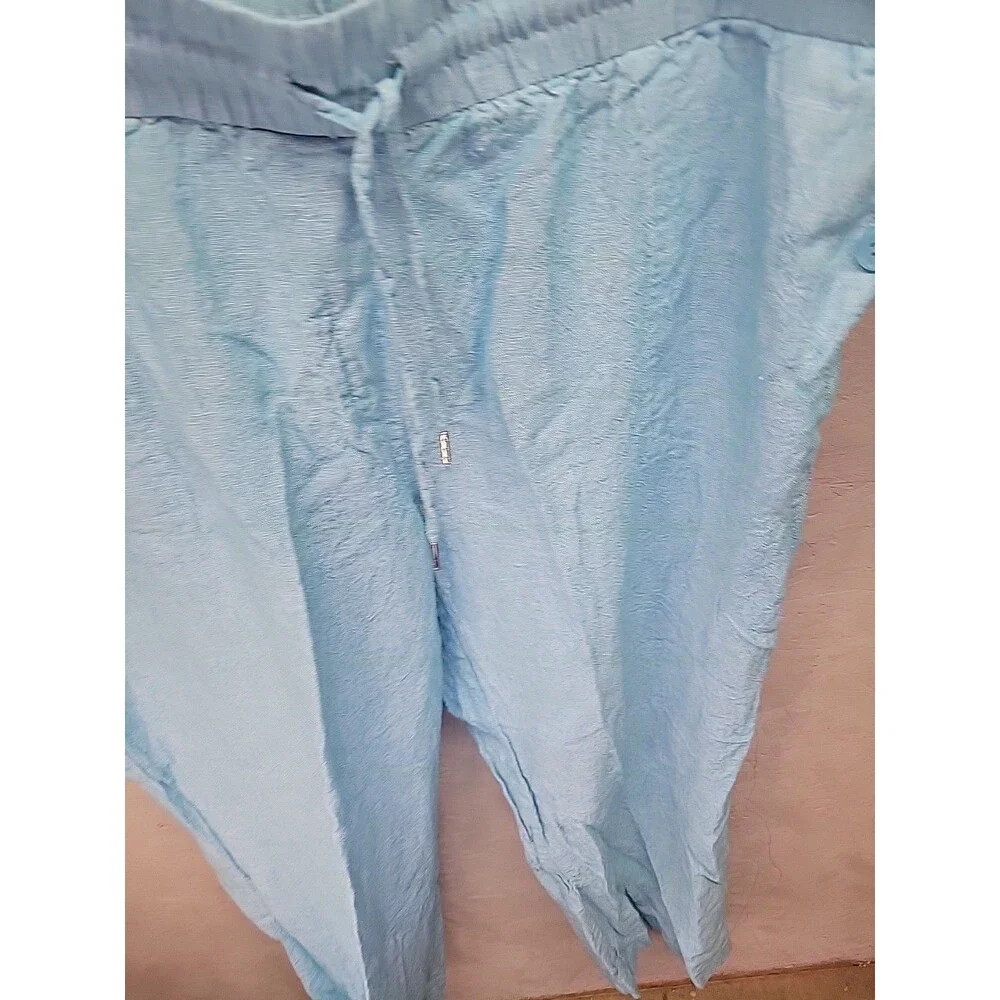 Jones New York Blue Linen Stonewash Ankle‎ Pants XL